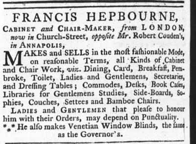 Francis Hepbourne advert - Maryland
